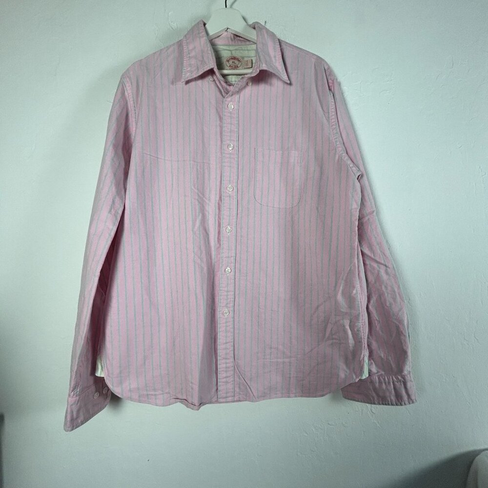 Brooks Brothers Mens XL Pink Striped Button-Up Shirt Supima Cotton Long Sleeve